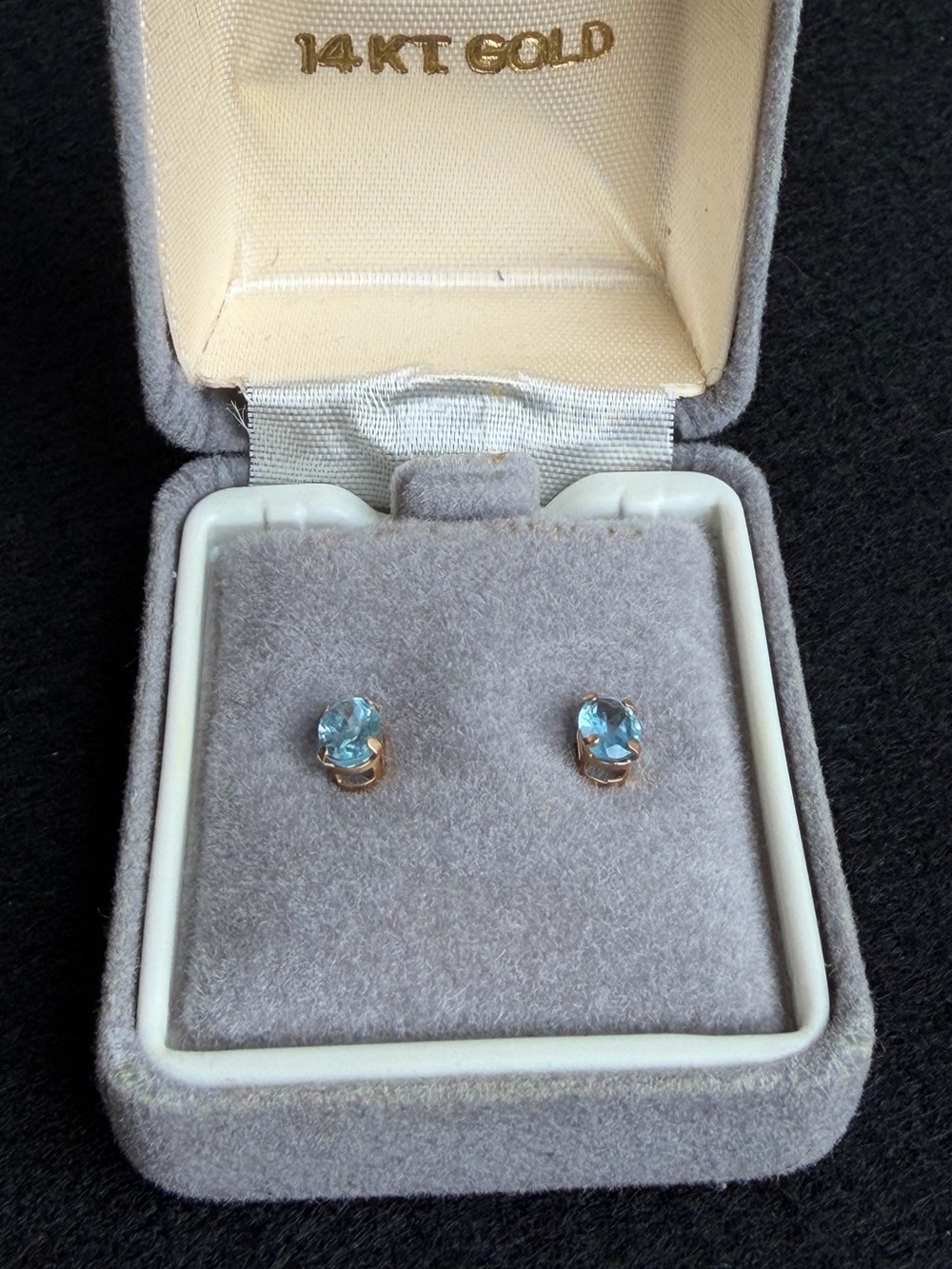14K Gold Blue Topaz Stud Earrings | Oval Solitaire Gemstone Earrings